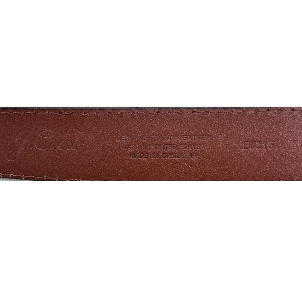 J.Crew Mens Embossed Genuine Italian leather dress belt Size 34 Tooled Heritage